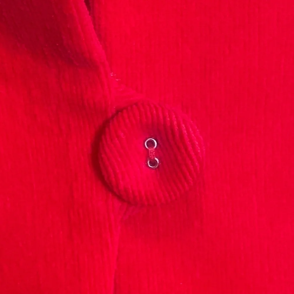 Adele Dallas Orr bright red fine wale corduroy Cropped swing blazer jacket Sz XS